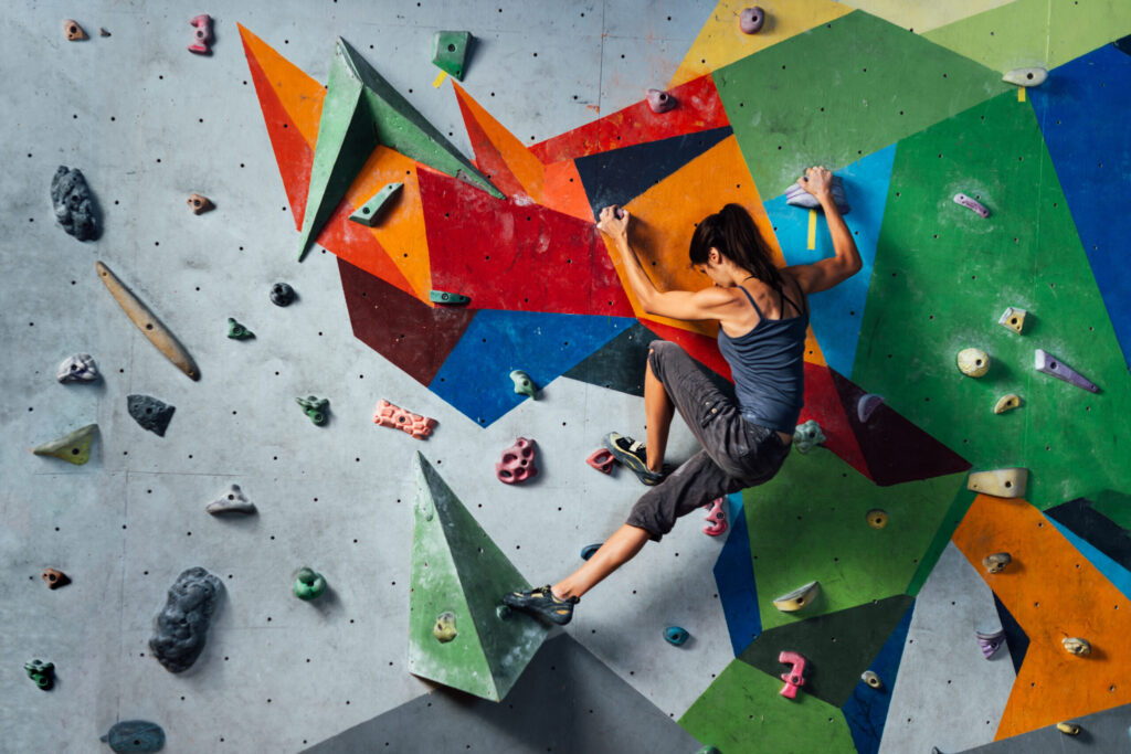 Woman on a Climbing Wall